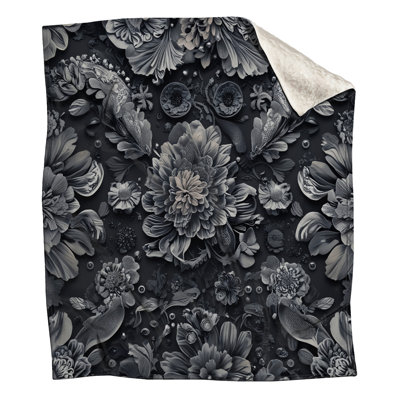 Monochrome Floral Arrangement Blankets