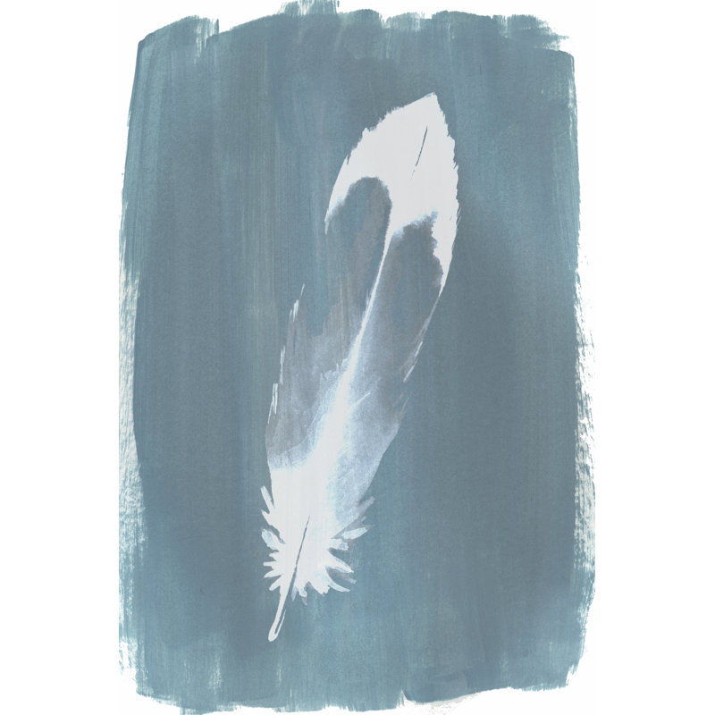 Feathers On Dusty Teal VII by Grace Popp - Wrapped Canvas Painting, 46cm H x 30cm W