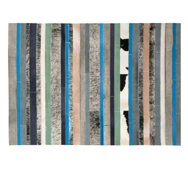 Art Hide Cowhide Area Rug in Blue, Rectangle 10' x 14'