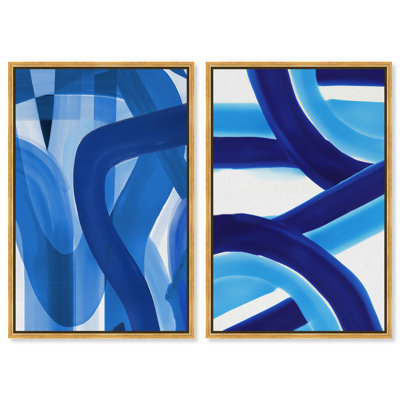 «Greek Waves Duo», reproduction d'art sur toile, art mural doré par Art Remedy, cadre noir, 10 x 15