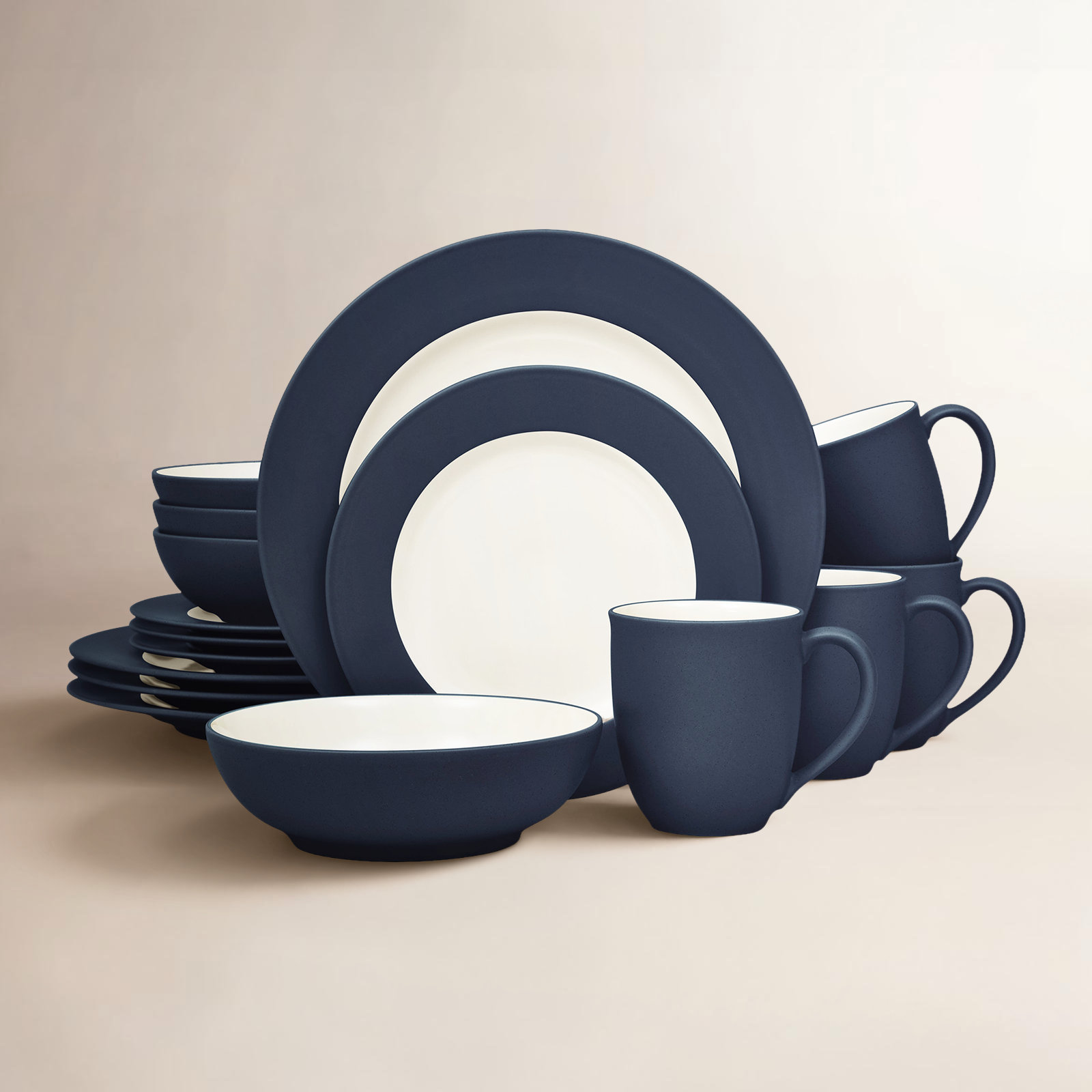 Noritake Colorwave 16-Piece Rim Dinnerware Set, Service for 4, Navy