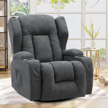 Ebern Designs Vegan Leather Manual Swivel Rocker Glider Recliner Chair with  Massage & Heat, Lumbar Pillow Included & Reviews