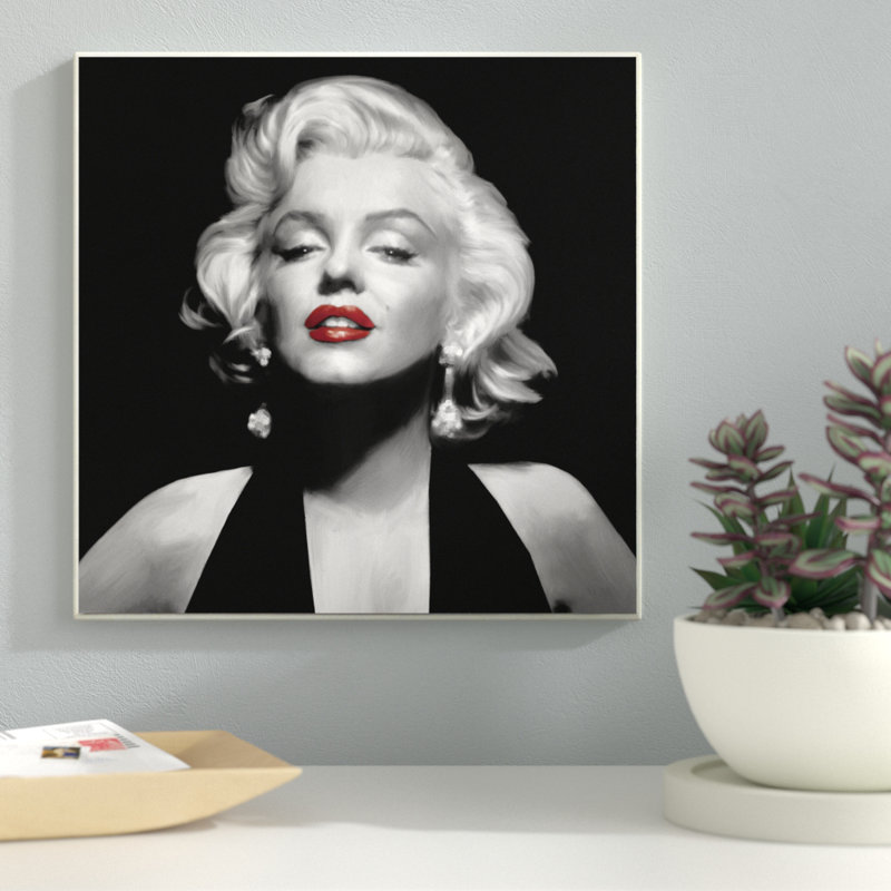 «Marilyn Red Lips Illustration» par Grace Popp - impression sur toile, H 17 po x l 17 po x P 1,5 po, Toile