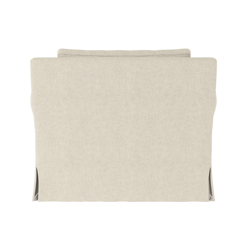 Transitional Skirted Chair, 34" H x 40" W x 38" D, Box Weave Linen Oyster, Weathered