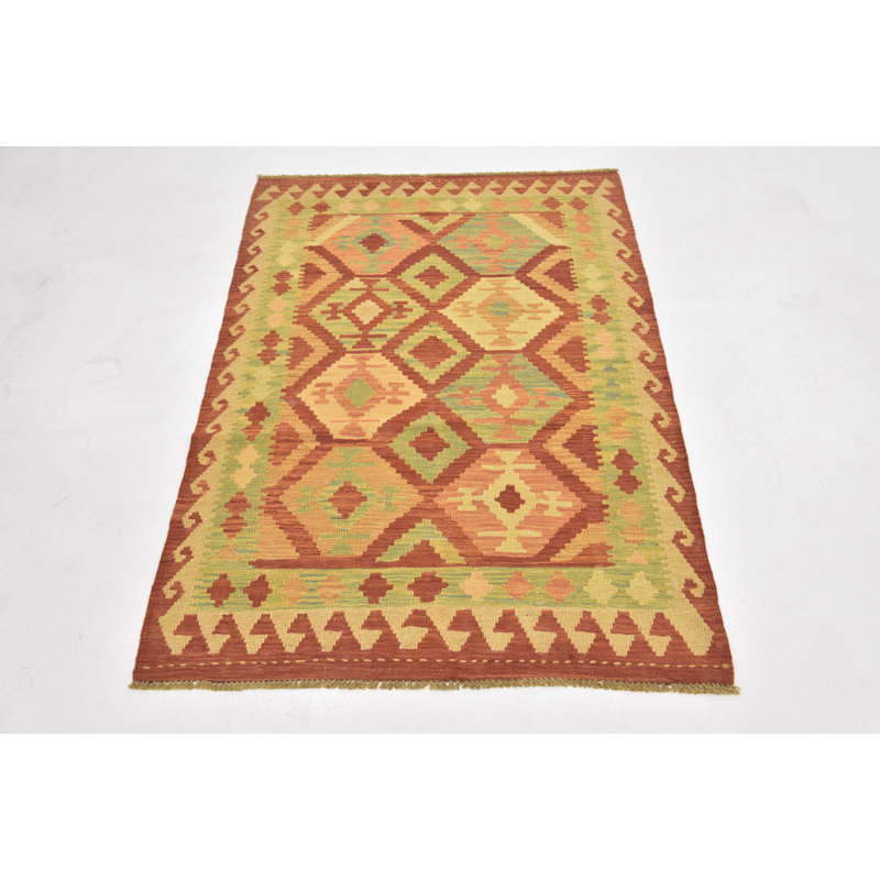 Tapis de zone en laine 3 pi 3 po x 5 pi one-of-kind main-noué la Elland