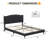 Queen Size Bed Frame Upholstered Platform with a Height-Adjustable Button-Tufted Headboard, Wood Slats Mattress Foundation, Black-62510789-62510843
