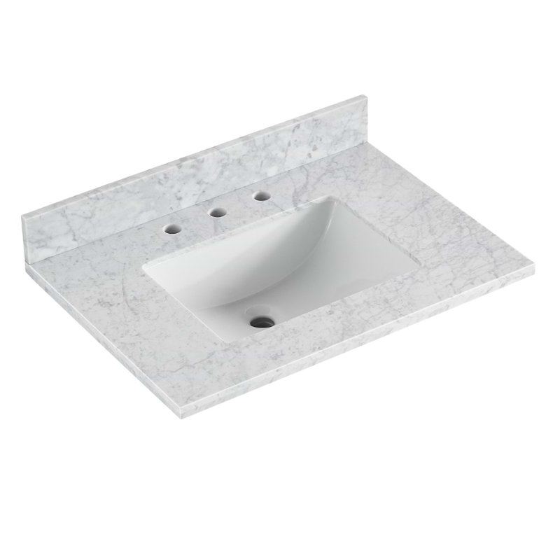 Bungalow 30" Freestanding Standard Single Bathroom Vanity with Top, Silver/Navy Blue