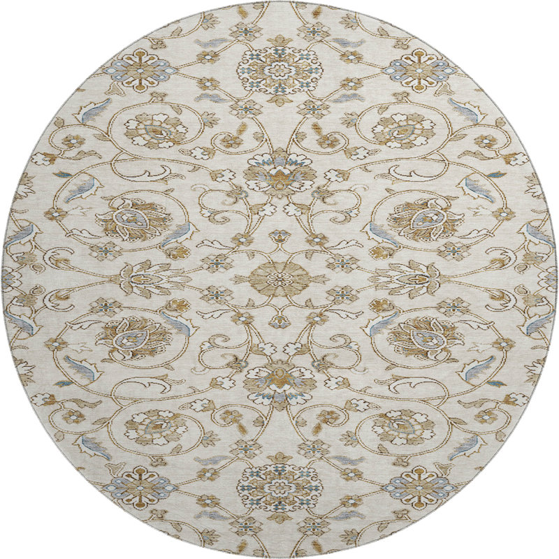 Premium Machine Washable Gurubaksh AMF1149 Moroccan Rug, Rond 8 pi