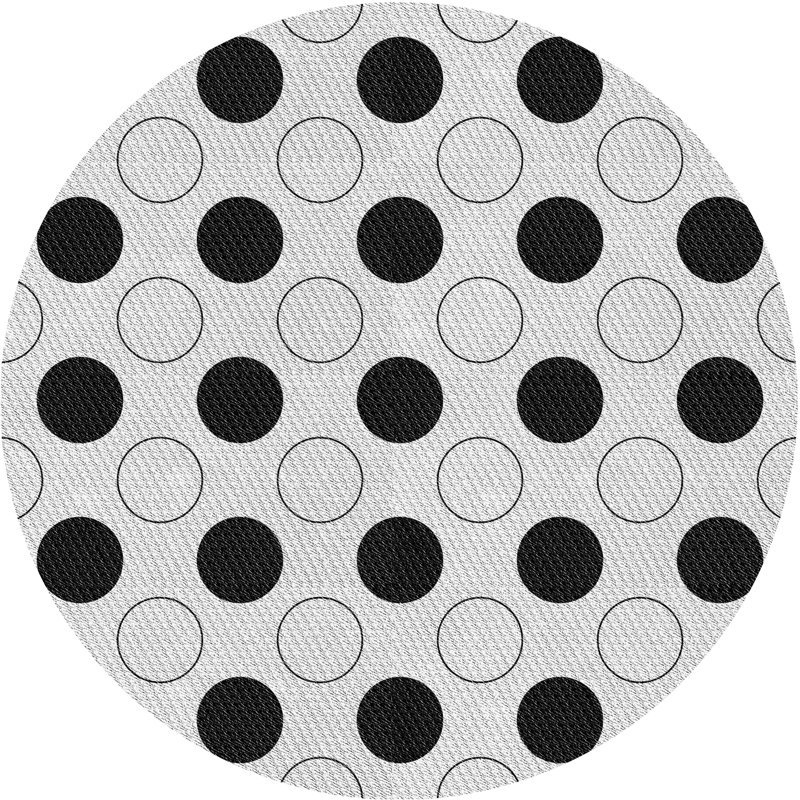 Tapis gris/bleu à motifs, Rond 5 pi