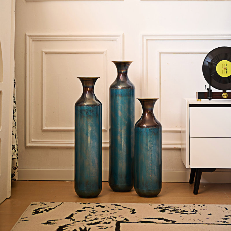Floor Metal Vase Set Of  3