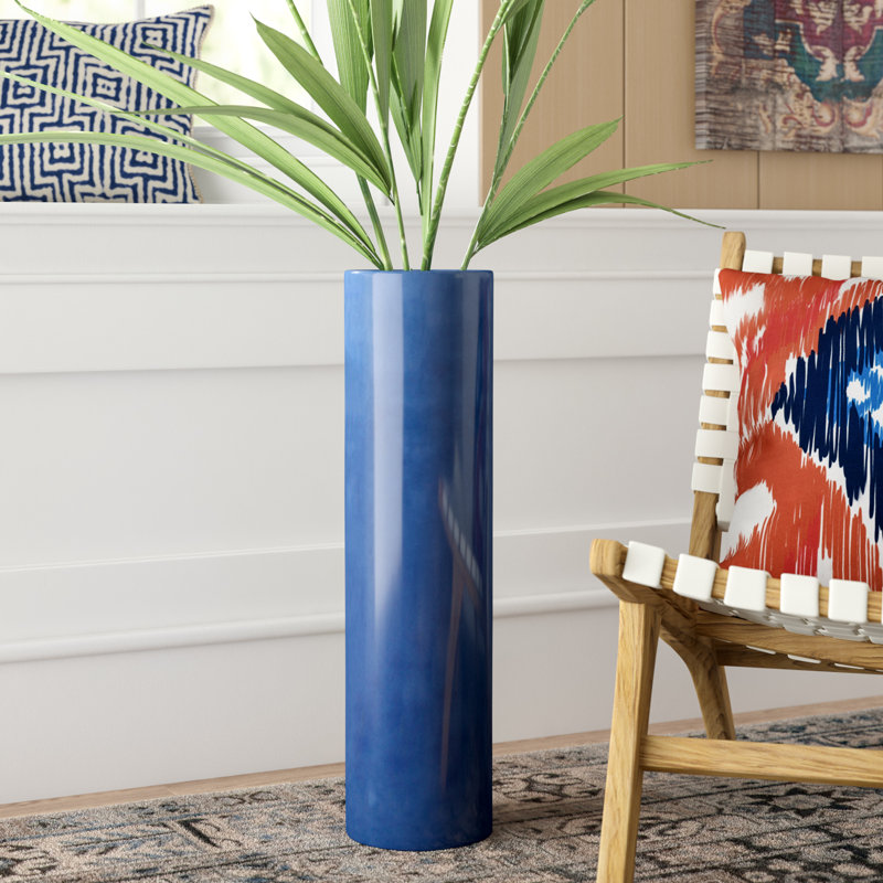Vase de plancher botanique Inglestone, H 25 po x l 5,5 po x P 5,5 po, Bleu
