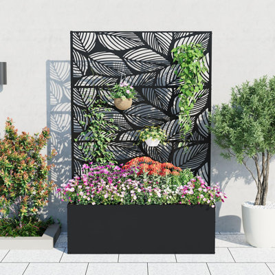 Boîte à fleurs en métal avec treillis, lit de jardin surélevé, écran d'intimité pour plantes grimpantes