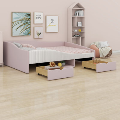 Daybed Frame Upholstered, Equipped with 2 Drawers