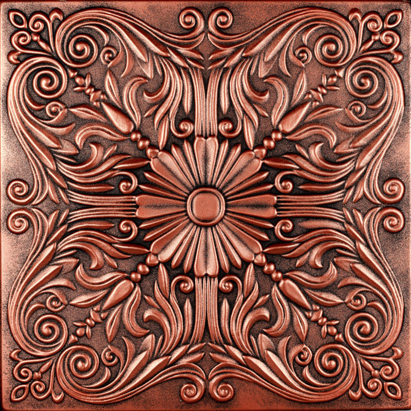 Tuile de plafond en polystyrène espagnol 1,6 pi x 1,6 pi, Cuivre antique
