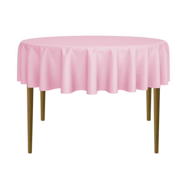 Solid Color Round Tablecloth, Pink, 70" L x 70" W , 5