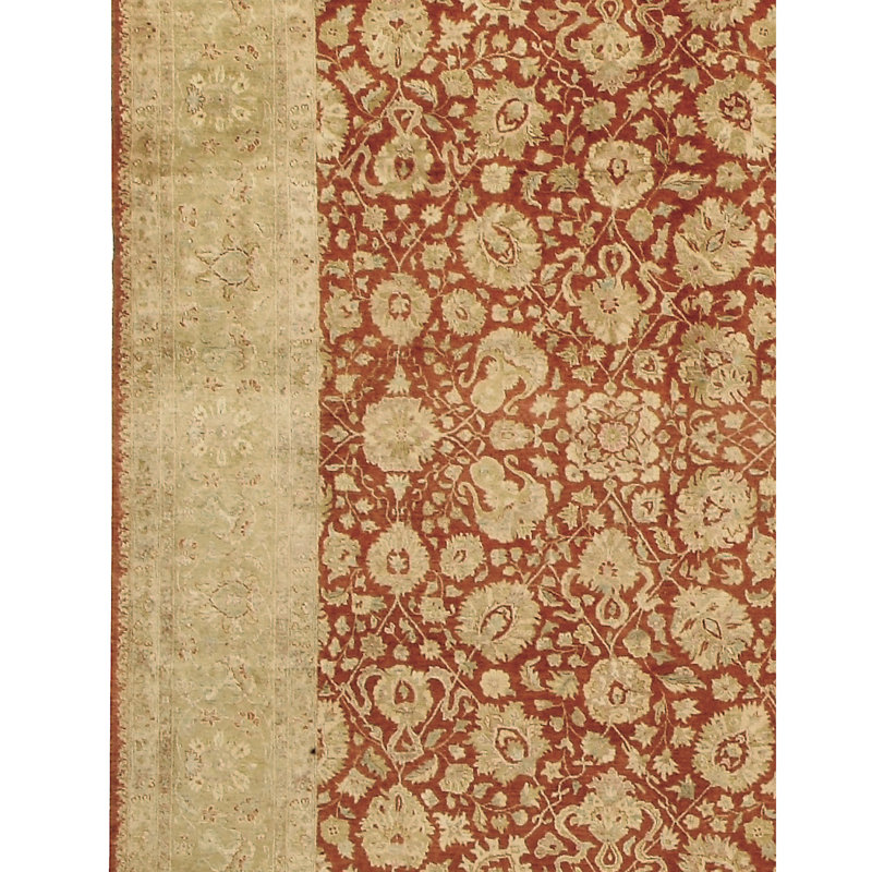 Wool Oriental Area Rug in Beige/Red, Rectangle 6' x 9'