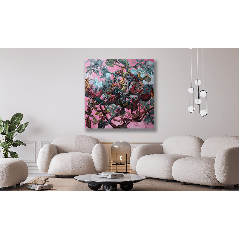Aviary II - Artist Enhanced Canvas Print, 48" H x 48" W x 1.5" D, Wrapped Canvas
