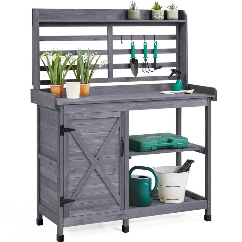 Table de jardin en pot 4 couches Grimsby, Gris
