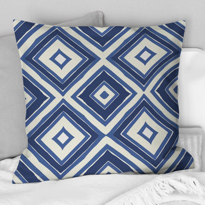 Coussin décoratif bleu et blanc Timeless Royal Geo I - transitionnel