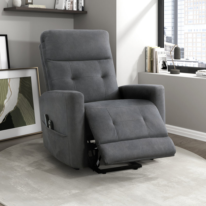 Yannis 32" Modern & Contemporary Textured Microfiber Power Lift Chair with Massage & Heat Settings & Gentle Lift Motion