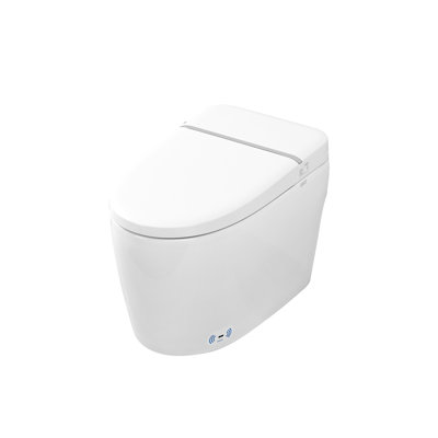 Bidet de toilette intelligent avec buse autonettoyante, siège chauffant, nuit, chasse d'eau à bouton, chasse occultante, descente silencieuse silencieuse, fermeture en douceur, 3 réglages de température automatiques, télécommande latérale blanche, bas, options