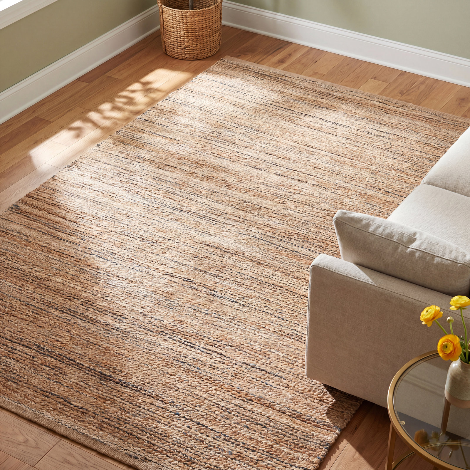 Caroline Tan Hand-Woven Rug, Rectangle 9' x 12'