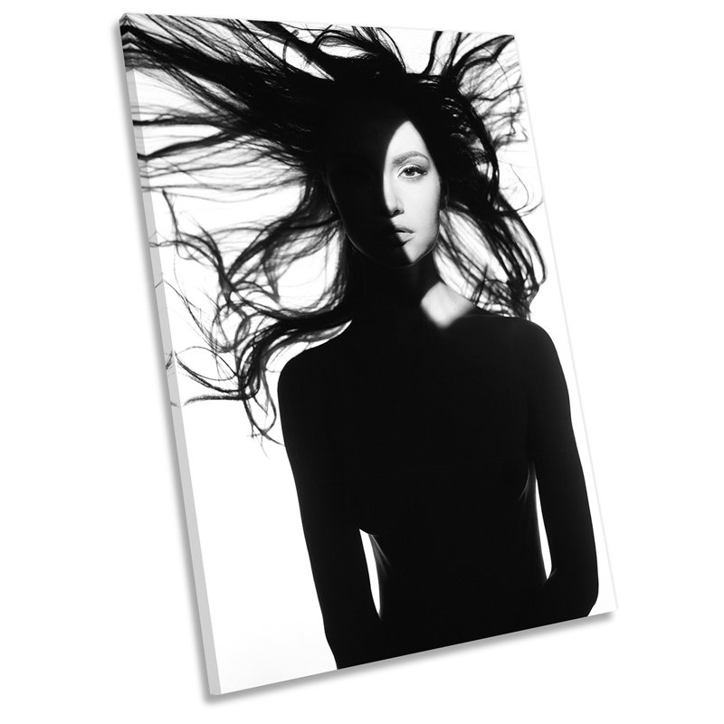 Black & White Model Hair Beauty - Wrapped Canvas Print, 137.2cm H x 91.4cm W x 4cm D