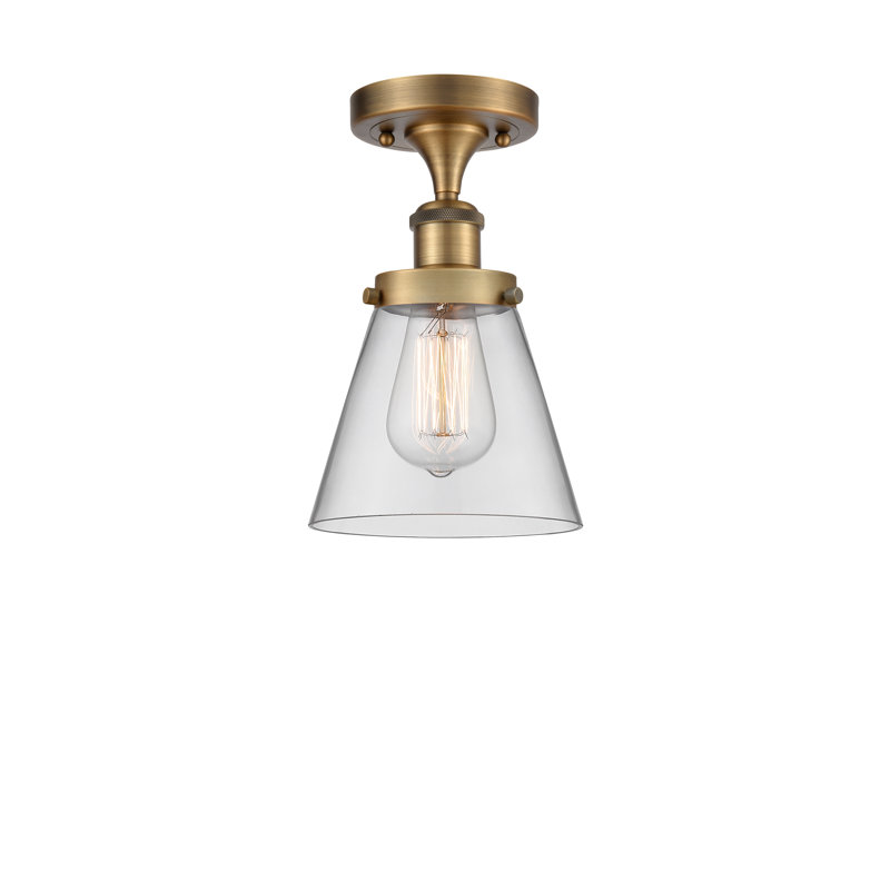 Plafonnier semi-encastré 1 lumière Ballston Urban Cone, Clair, H 11 po x l 6 po x P 6 po, Laiton brossé