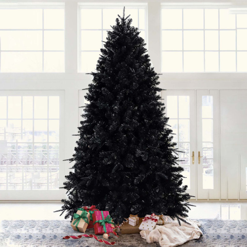 Arbre de Noël avec 350 lumières à DEL blanches, arbre artificiel 1460 pointes en PE + PVC pour décoration d'Halloween et des Fêtes, structure à charnières avec support en métal stable