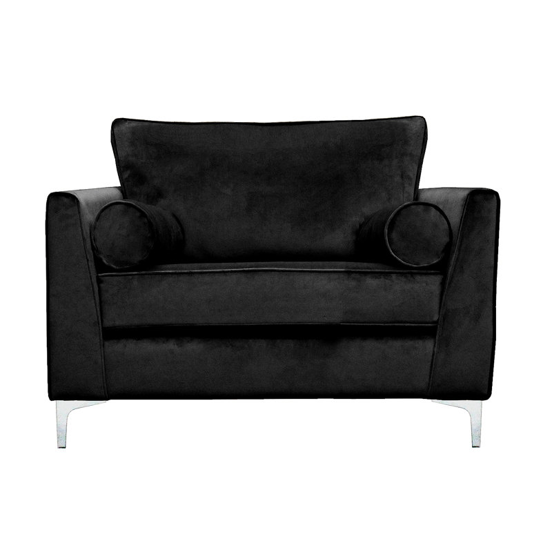 Giancarlo 2 Seater Velvet Loveseat, Black