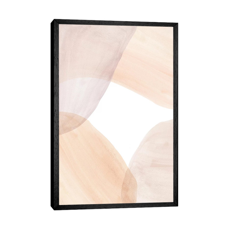 Soft Pastel Tone Abstract Shapes Ii - Painting on Canvas, 101.6cm H x 66.04cm W x 3.81cm D, Black Framed