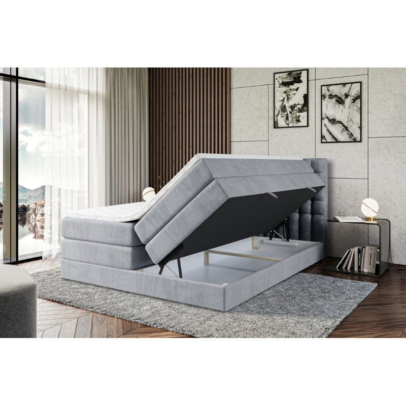 Bed, 200 x 200 cm, in Grey