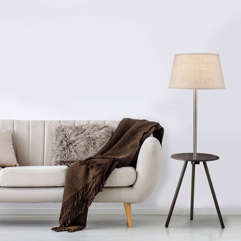 57" Round Sofa Side Table W/ Lamp And Power Station