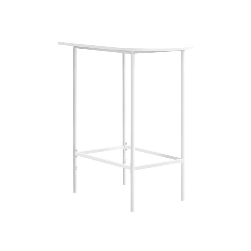 Table de bar rectangulaire 36 po, surface en stratifié blanc, pieds en métal, ambiance moderne pour la maison contemporaine avec esthétique