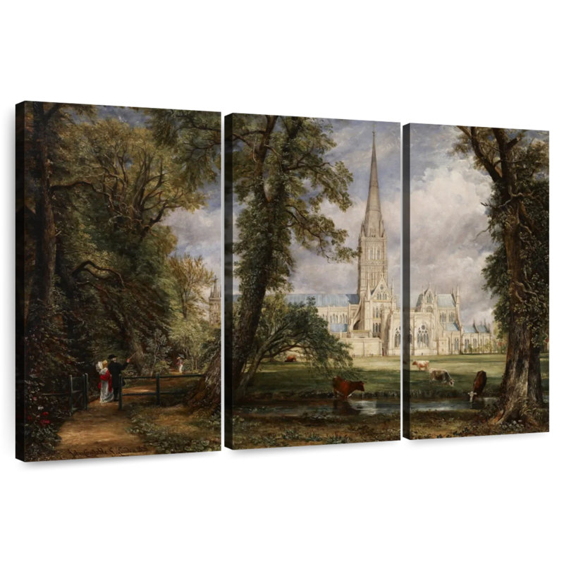 Cathédrale Adella Salisbury depuis le jardin de l'évêché, H 42 po x l 65 po