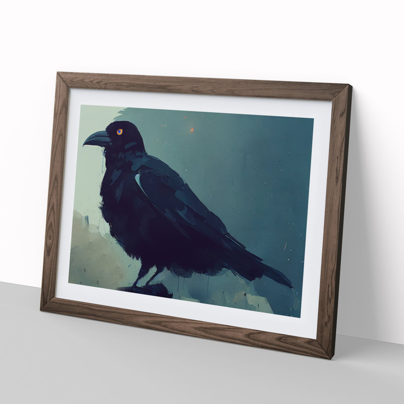 Unforgettable Crow Bird - Framed Print, 34cm H x 46cm W x 2cm D, Walnut