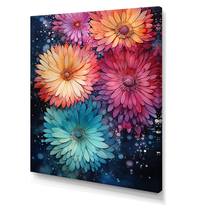 Feux d'artifice colorés 3 - Botanicals Wall Art, H 20 po x l 12 po x P 1 po, Toile tendue