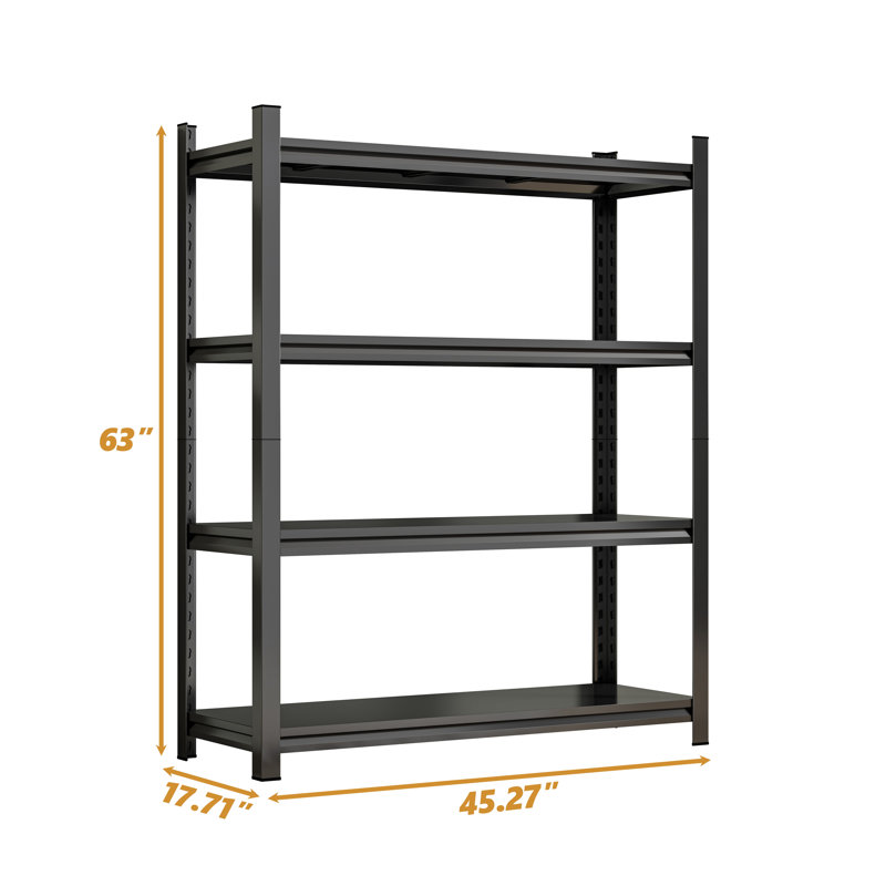 Étagère de rangement en métal à 4 niveaux réglable en hauteur, organisateur vertical, H 63 po x l 45,27 po x P 17,7 po, noir, assemblage requis
