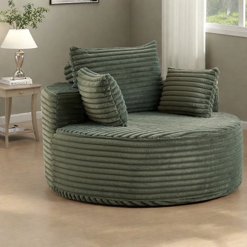 Canapé confortable en velours côtelé vert, style moderne pour le salon