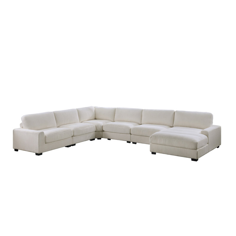 Chaise modulaire en velours côtelé à motif modulaire 6 pièces Color