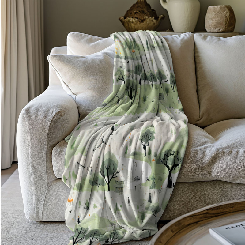 Green Downpour - 1 pièce Sherpa Premium, L 80 po x l 60 po