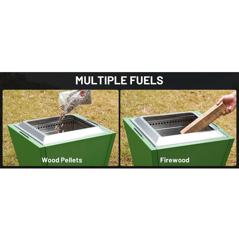 Cyberpit One Pro Smokeless Fire Pit, W/Pull-Out Ash Pan, Portable Outdoor Firepits, Carry Handle For Backyard Patio Camping, Stainless Steel