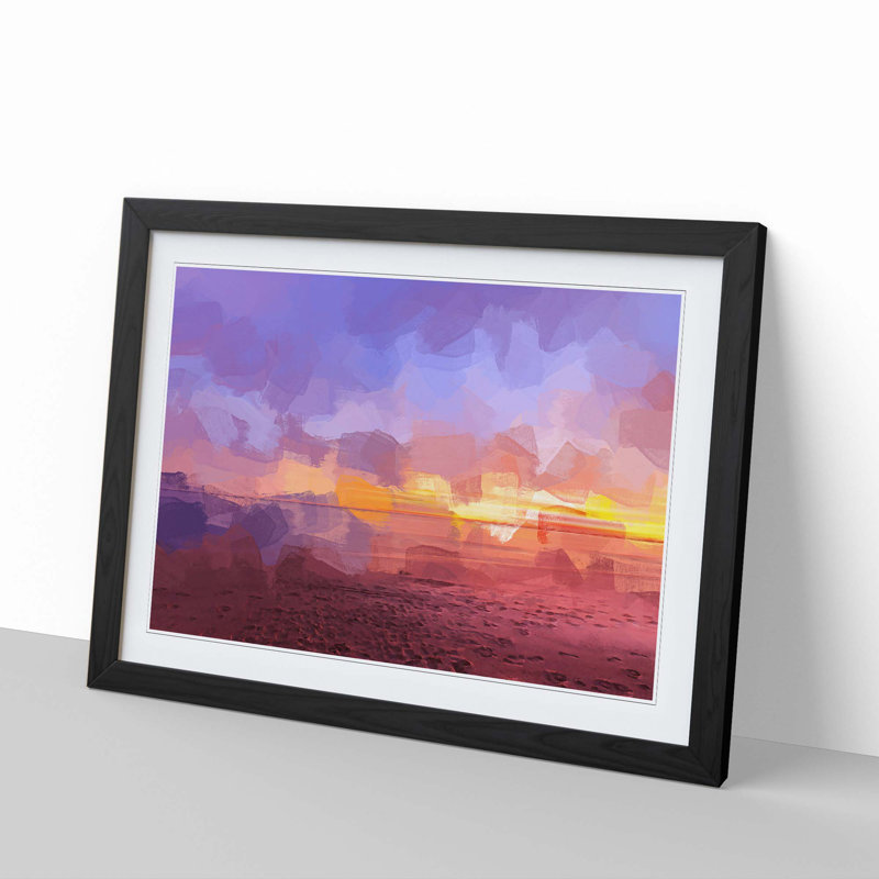 Sydney Beach in Abstract - Framed Print, 48cm H x 65cm W x 2cm D, Black Framed