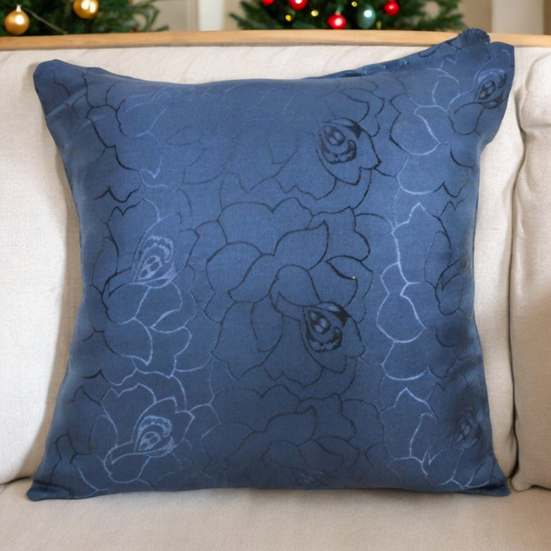 Ladd Indoor / Outdoor Floral Blue Square Throw Cushion Cover Pack Of 4