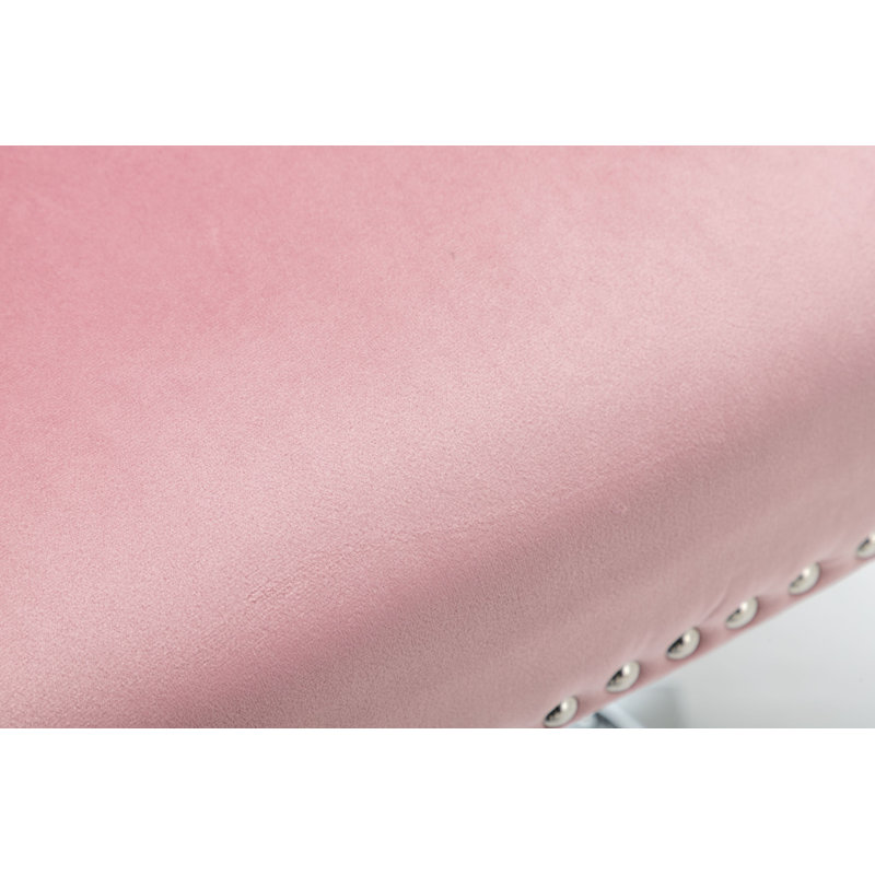 Portland Swivel Upholstered and Velvet Adjustable Height Bar Stool with Stainless Steel Frame, Pink