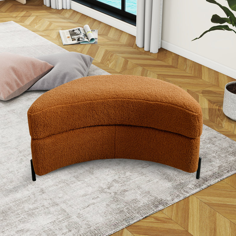 Achorn Upholstered Ottoman, Caramel Teddy