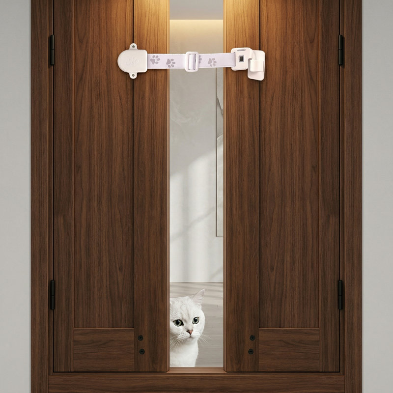 Sangle et loquet de porte réglables sans dommages, gardant le grand chien hors de la litière, alternative aux barrières pour animaux, paquet de base 1