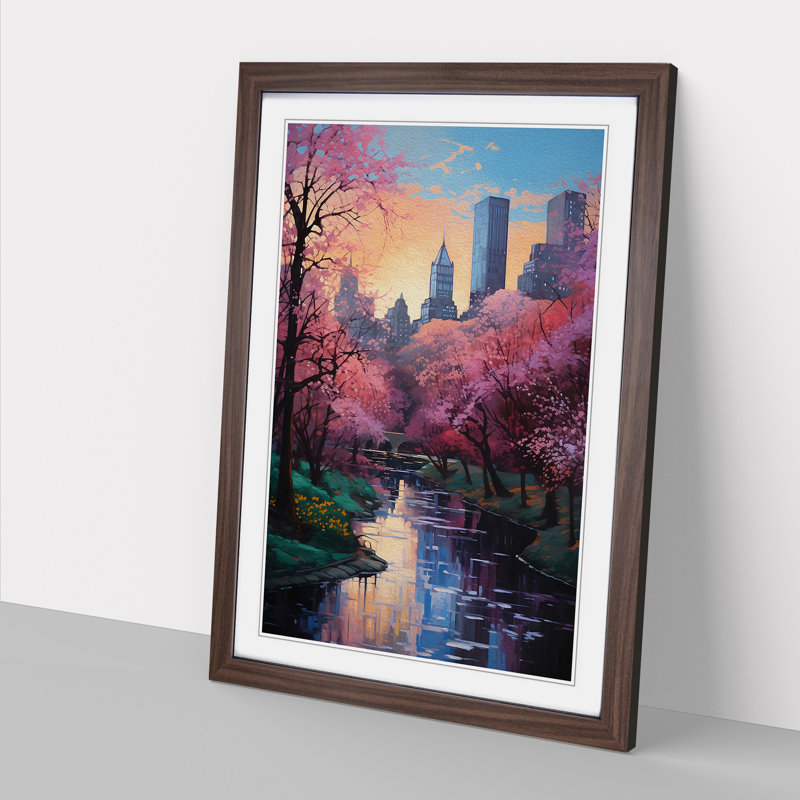 Central Park Informel - Single Picture Frame Print on Wood, Walnut Framed, 46cm H x 34cm W x 2cm D