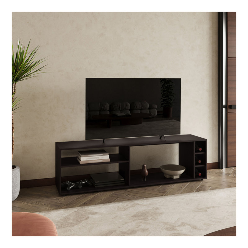 Tv Stand, 6 Shelves, 60" TV Capacity, Black