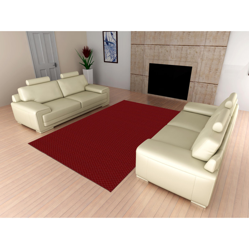 Tapis rouge à motif géométrique touffeté Esther, Rectangle 7 pi 6 po x 9 pi 6 po